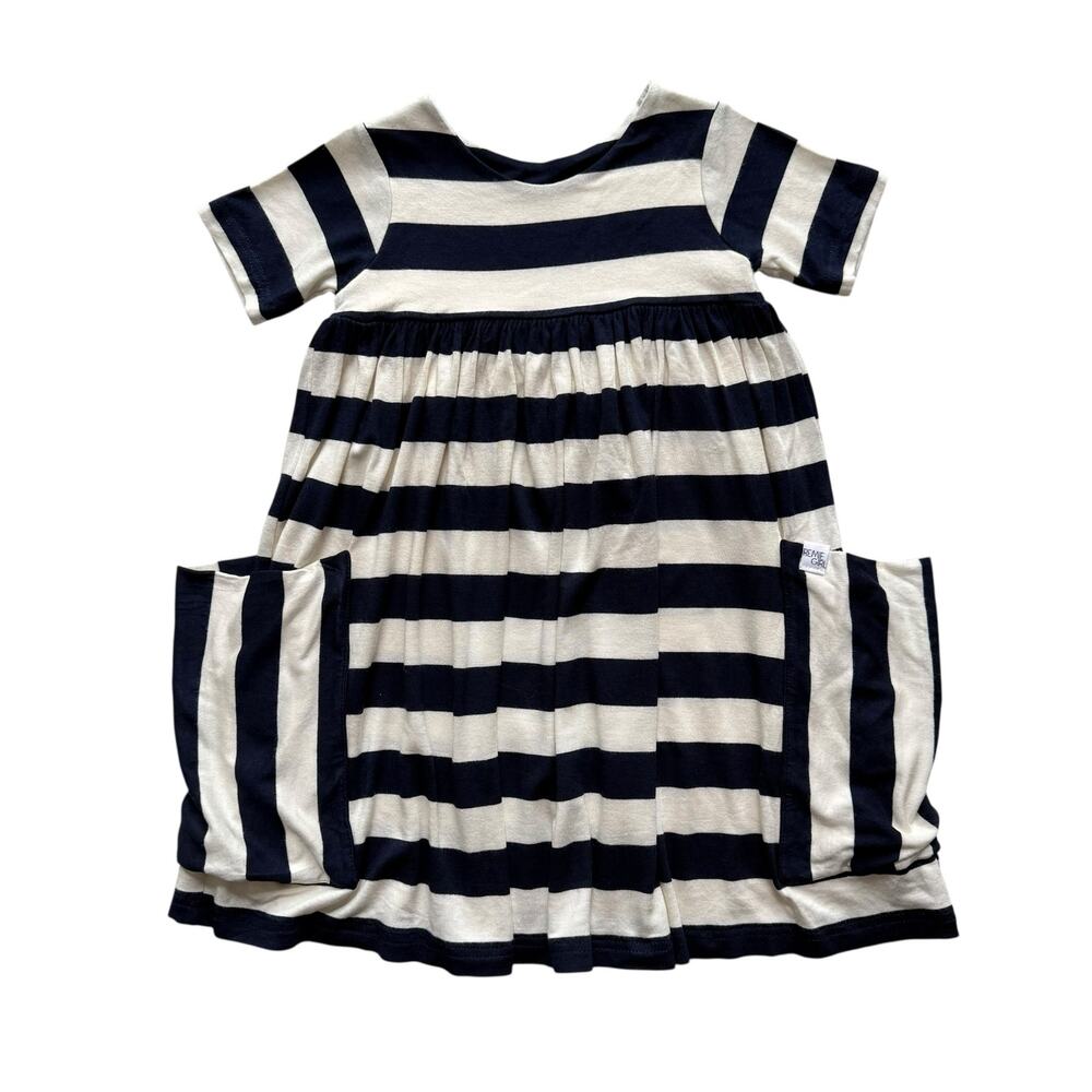 Remie Girl Navy Stripe Short Sleeve Day Dress Size 3T
